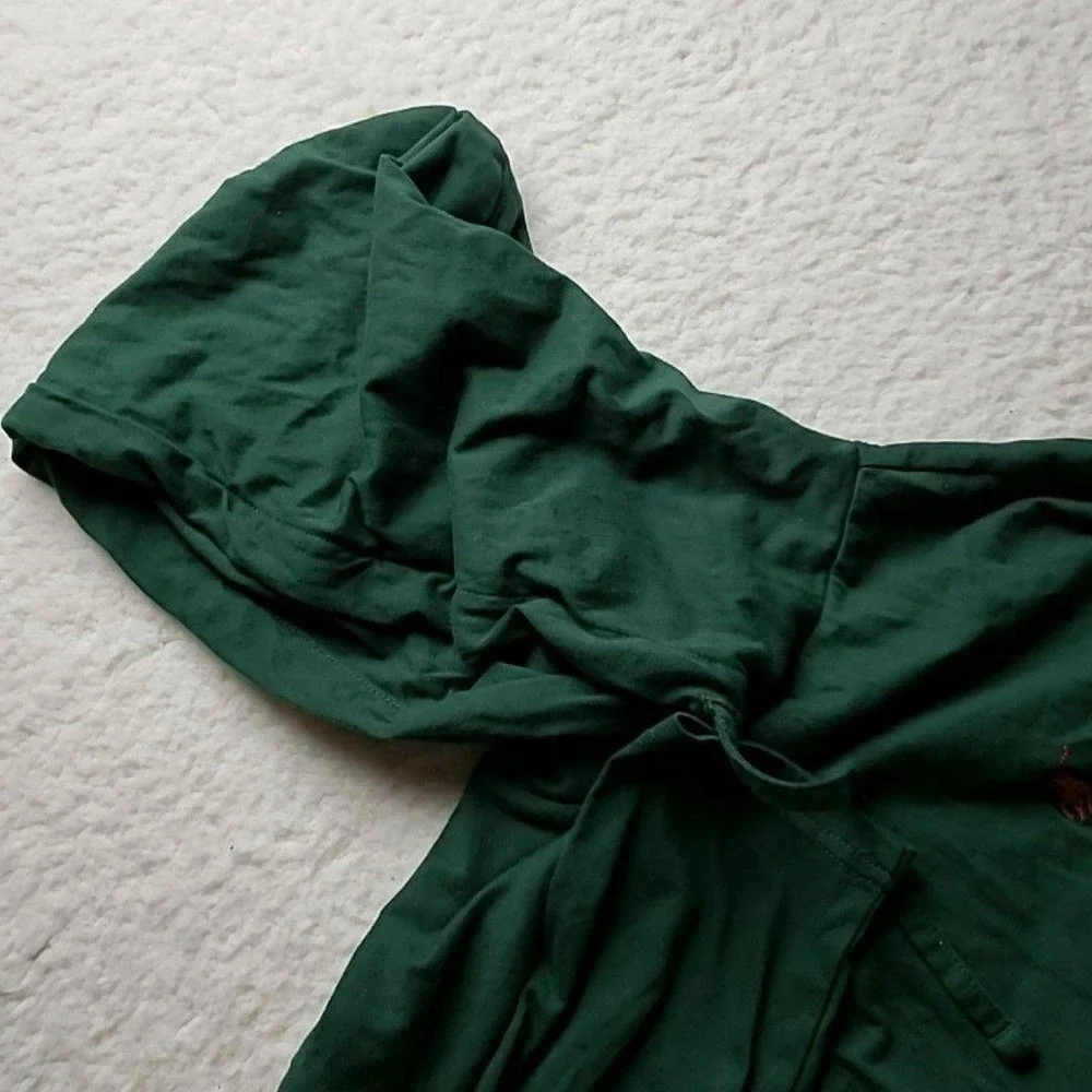 Polo Ralph Lauren Hoodie Shirt Mens Small Green Lightweight Cotton Logo Pullover